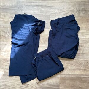 Med Couture Navy Blue Scrub Set + Black Top